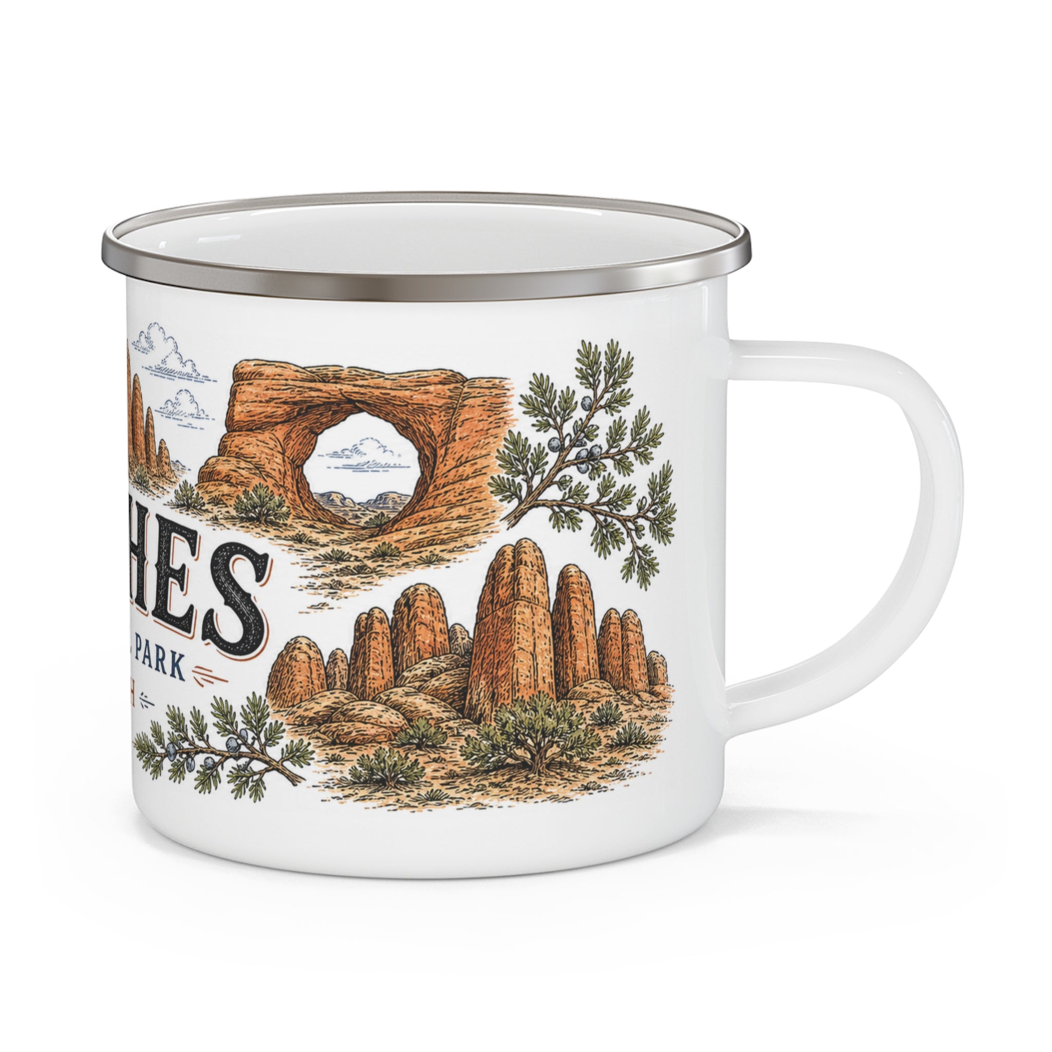 Arches National Park Vintage Enamel Camping Mug | 12oz National Park Hiking Gift