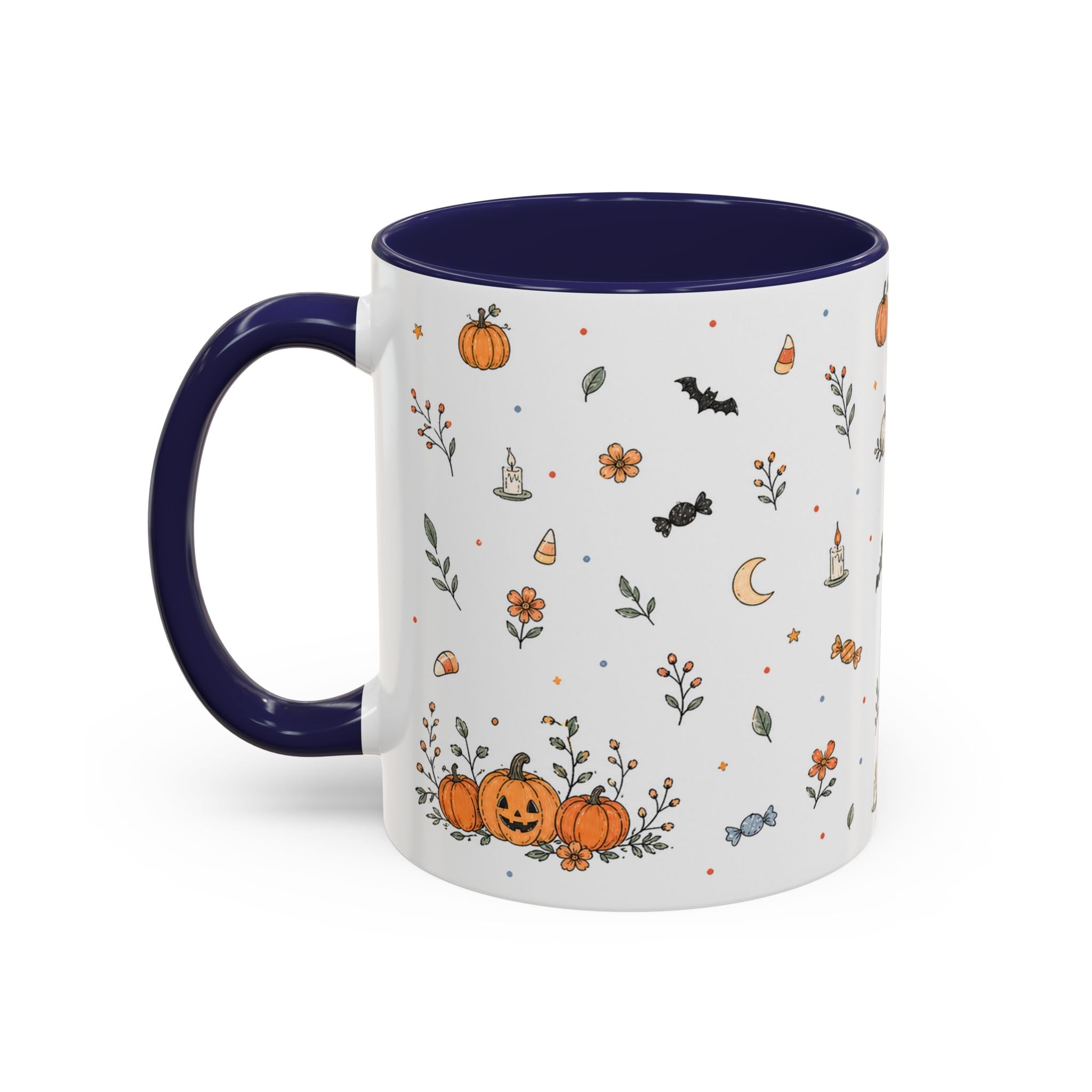 Halloween Party Mug | Ghost Black Cat Candy Watercolor Gift | Accent Cup 11oz 15oz