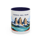 Torres del Paine Coffee Mug | Travel Destination Souvenir Gift | Accent Color Ceramic 11oz 15oz