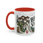 Bhutan Valleys Coffee Mug | Travel Destination Souvenir Gift | Accent Color Ceramic 11oz 15oz