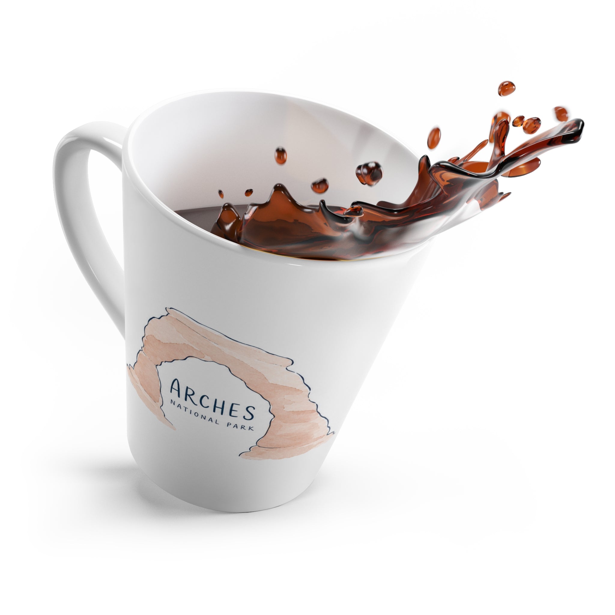 Arches National Park Latte Mug | Pastel Watercolor Nature Coffee Cup | 12 oz Travel Souvenir Gift