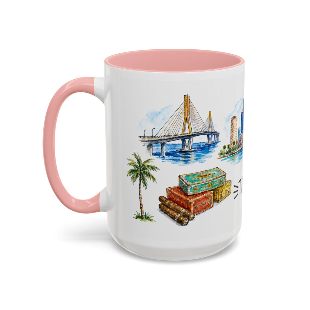 Tampa Illustrated Travel Mug | City Souvenir Accent Coffee Mug | 11oz 15oz Ceramic Cup