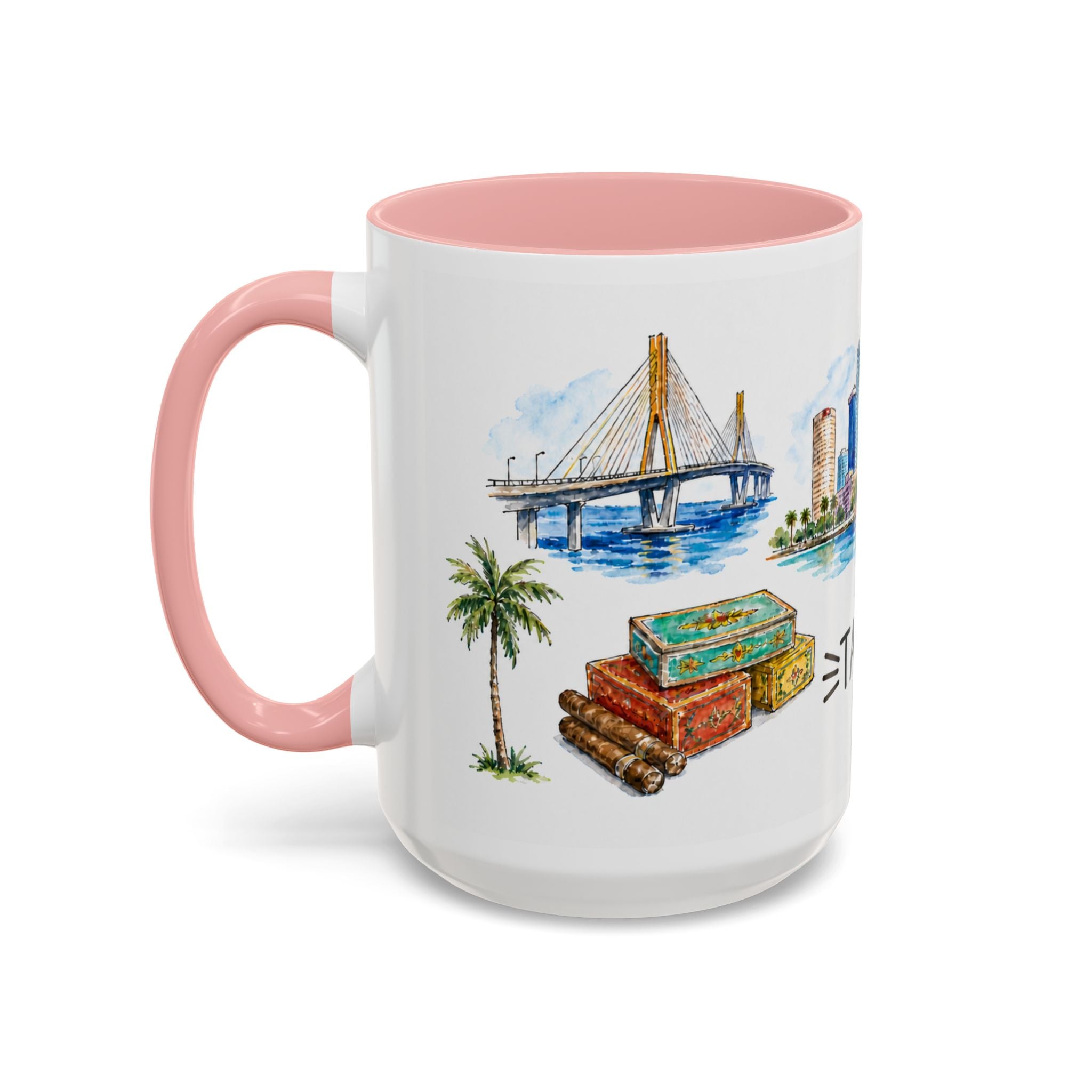 Tampa Illustrated Travel Mug | City Souvenir Accent Coffee Mug | 11oz 15oz Ceramic Cup
