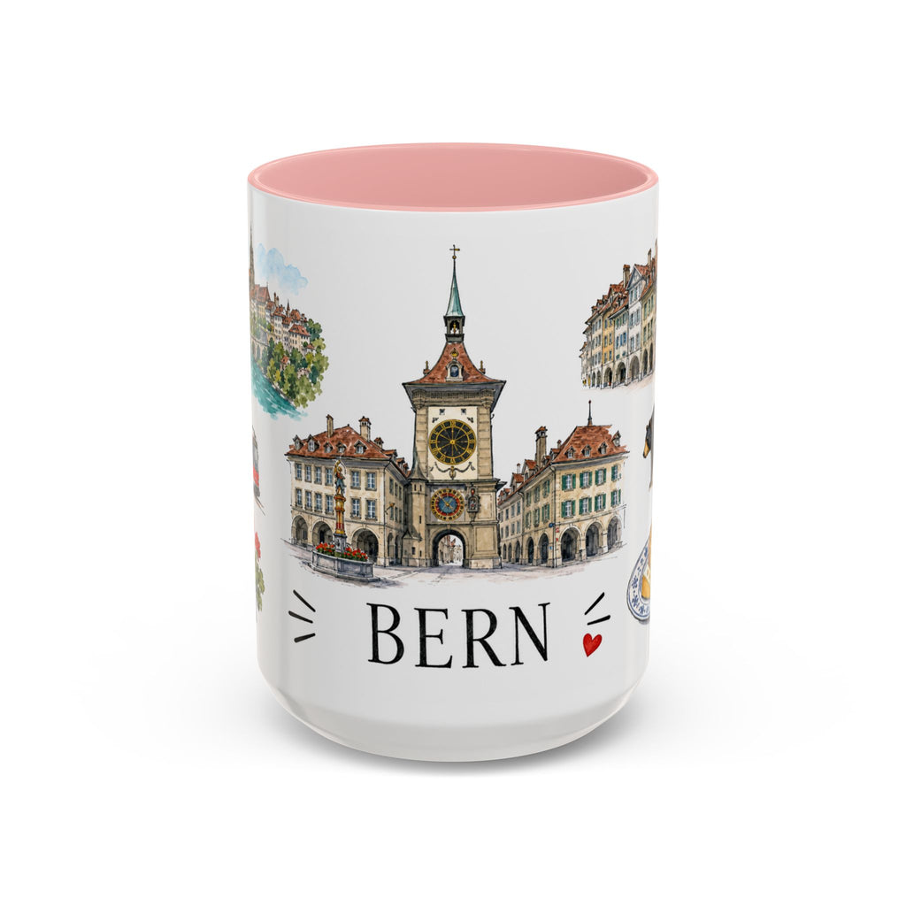 Bern Illustrated Travel Mug | City Souvenir Accent Coffee Mug | 11oz 15oz Ceramic Cup
