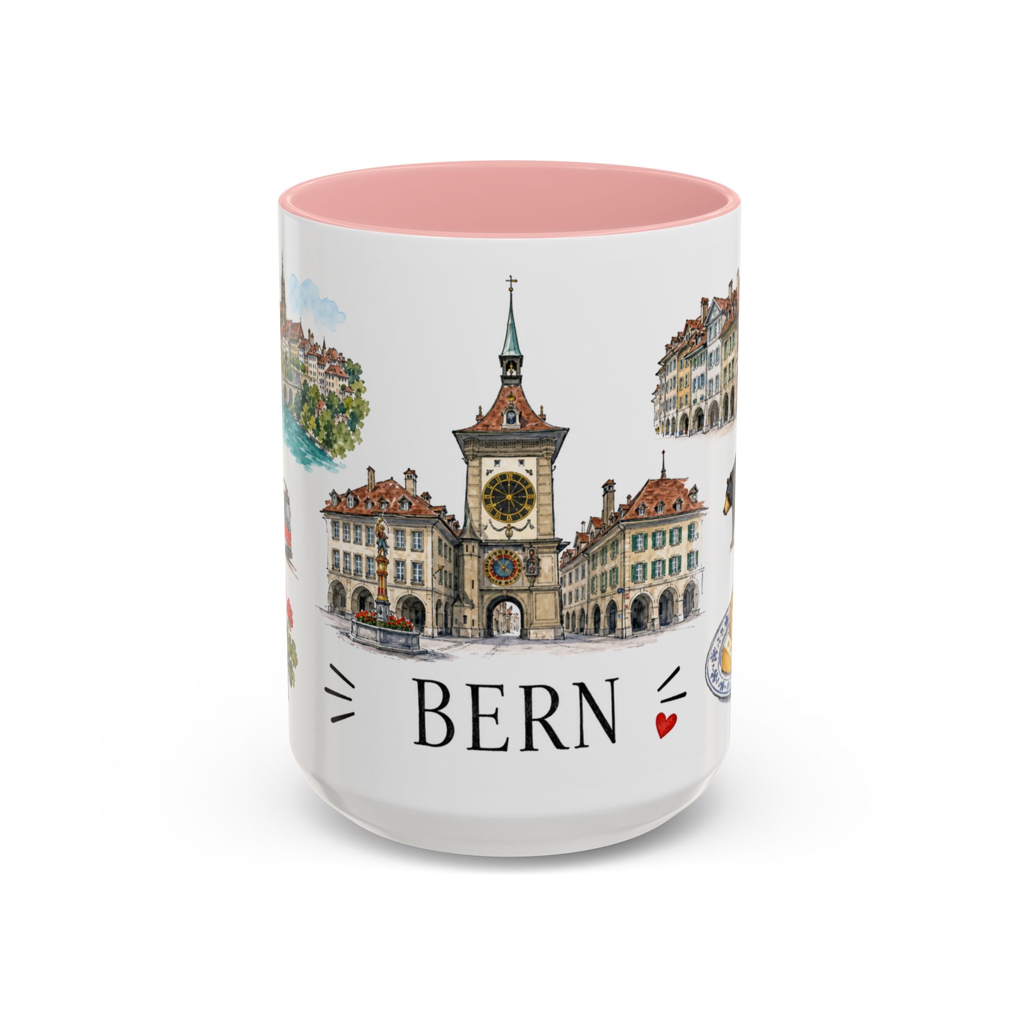 Bern Illustrated Travel Mug | City Souvenir Accent Coffee Mug | 11oz 15oz Ceramic Cup