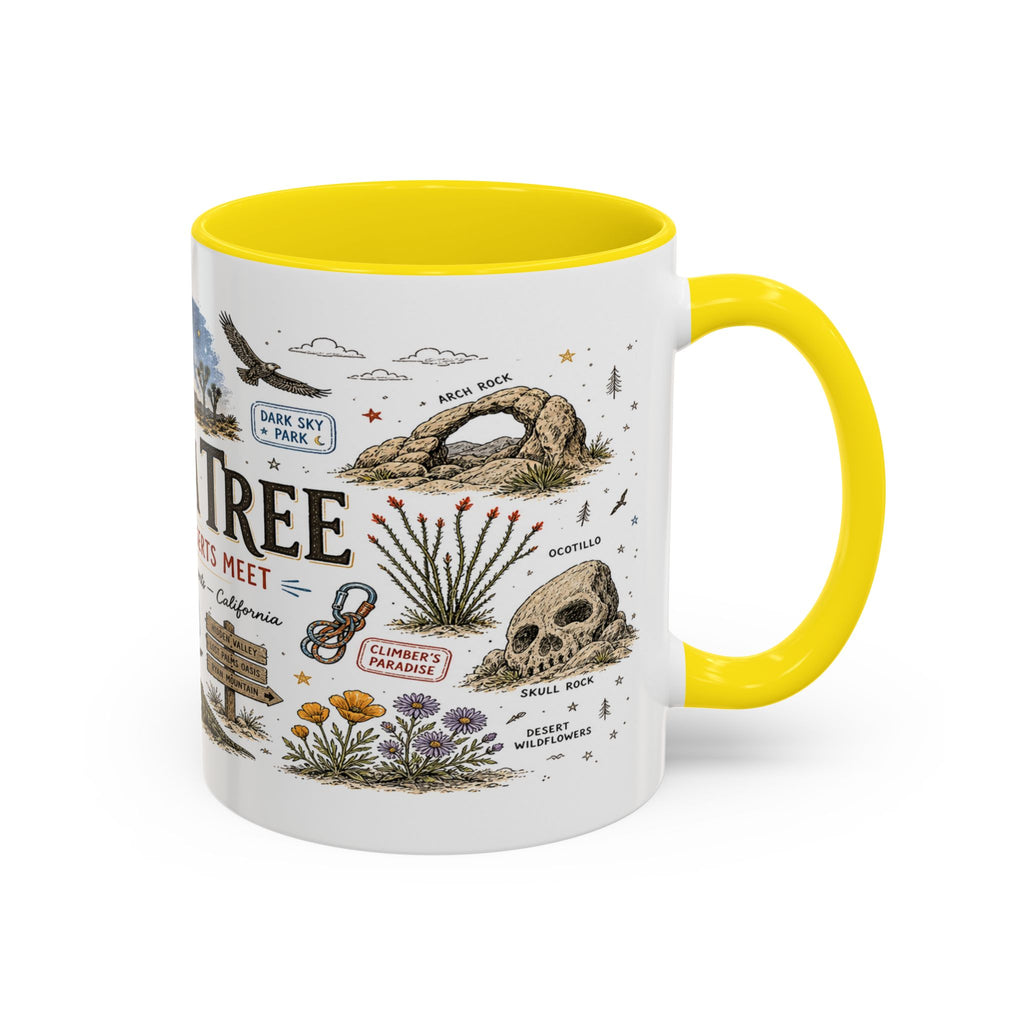 Joshua Tree Coffee Mug | National Park Desert Camping Gift | Accent Color Ceramic 11oz 15oz