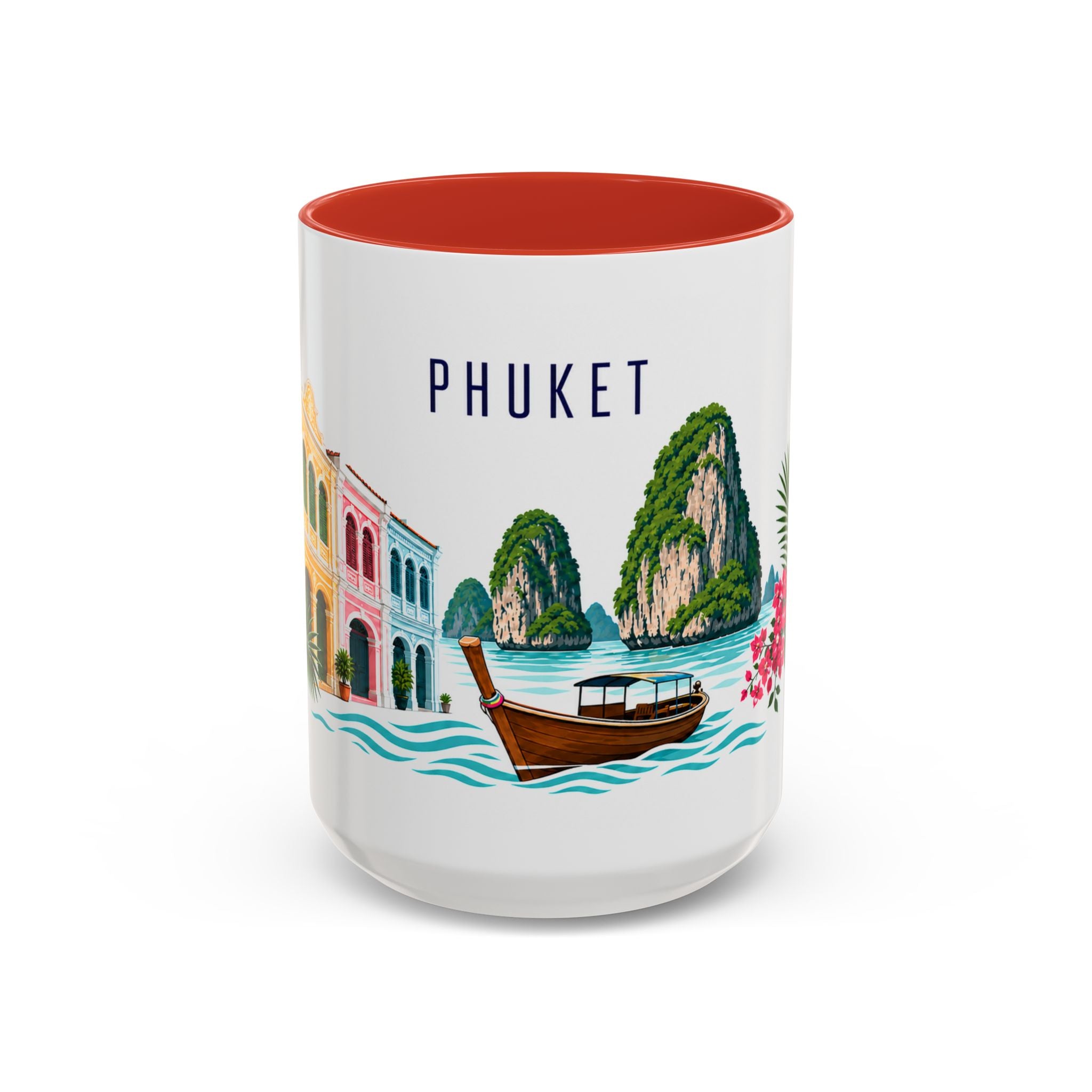 Phuket Coffee Mug | Thailand Travel Souvenir | Porcelain Decal City Gift | 11oz 15oz Accent Mug