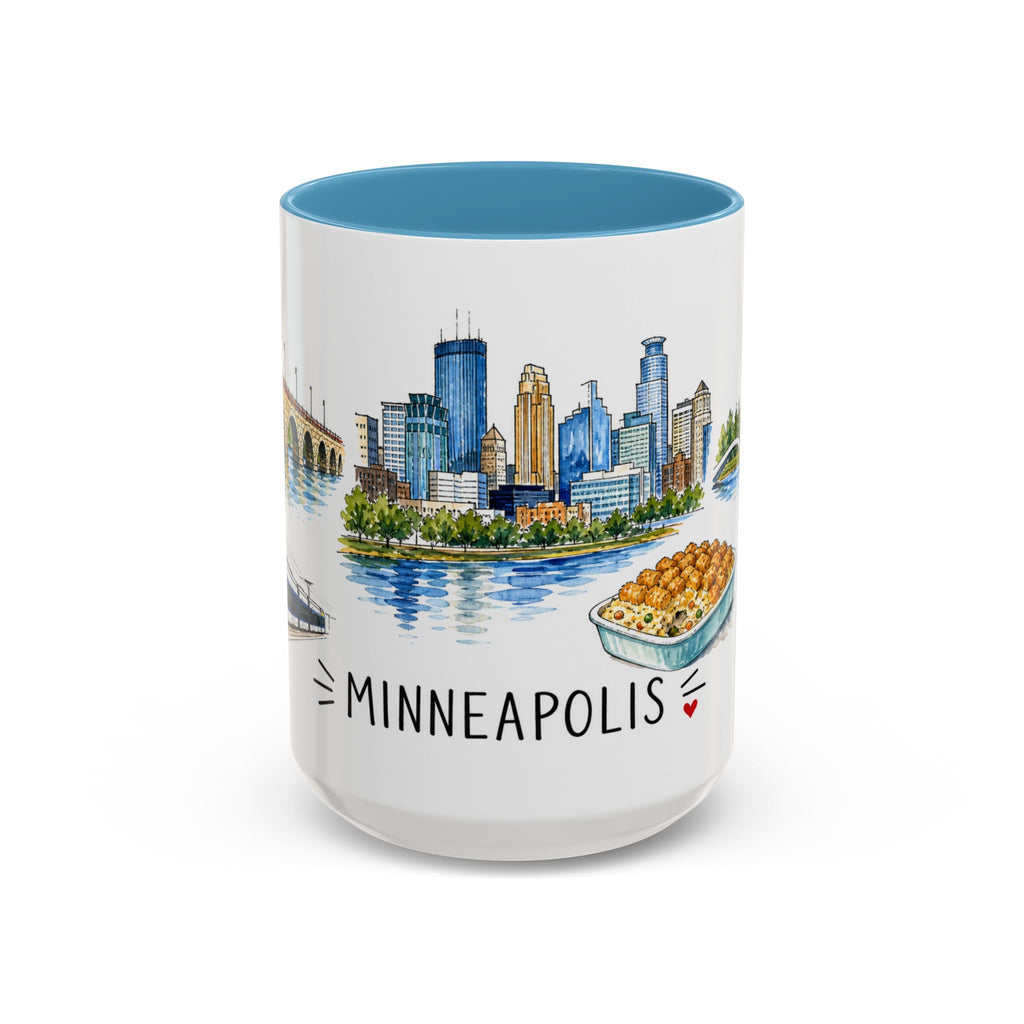 Minneapolis Illustrated Travel Mug | City Souvenir Accent Coffee Mug | 11oz 15oz Ceramic Cup