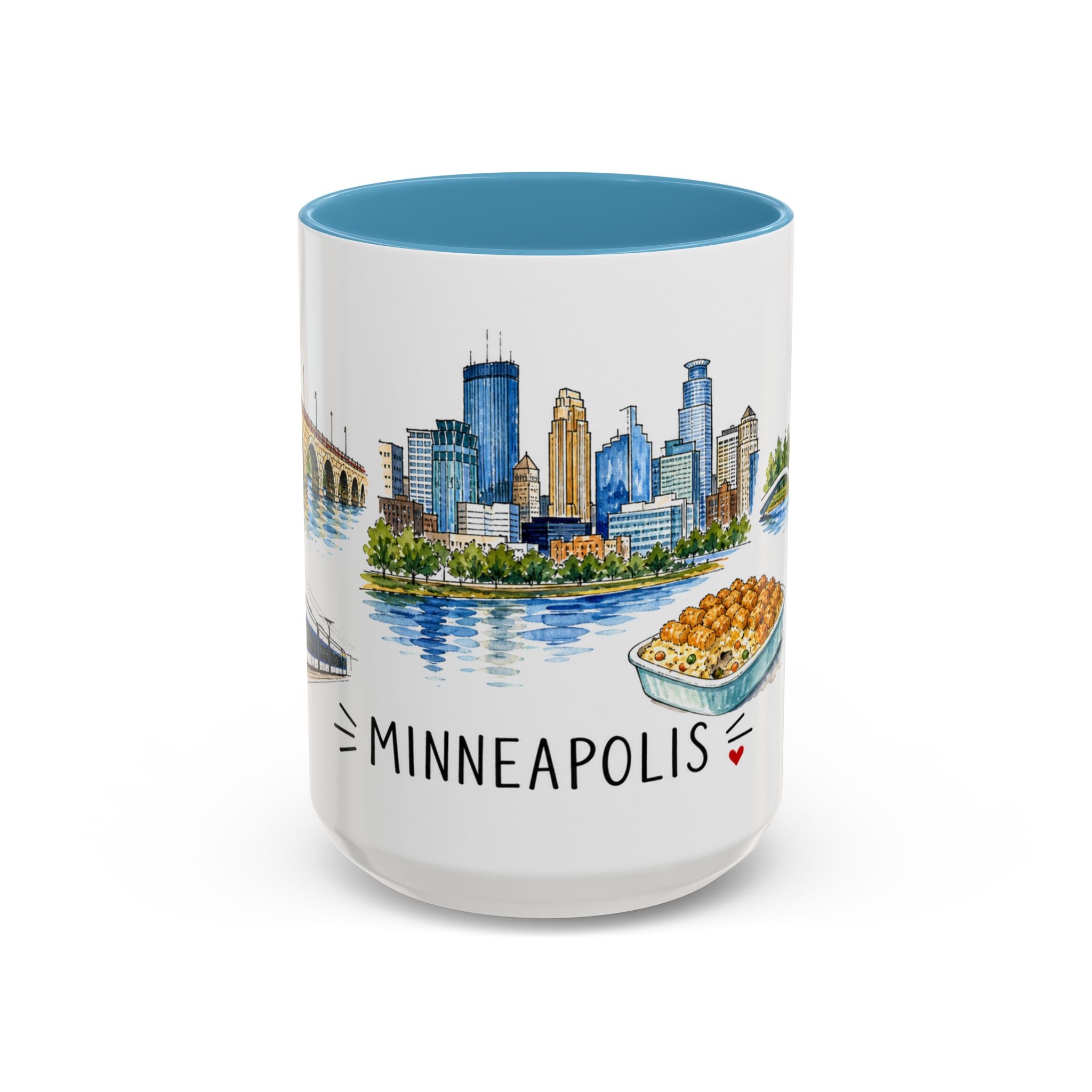Minneapolis Illustrated Travel Mug | City Souvenir Accent Coffee Mug | 11oz 15oz Ceramic Cup