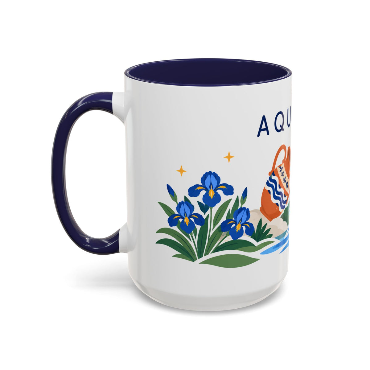 Aquarius Zodiac Coffee Mug | Water Bearer Design | Astrology Birthday Gift | 11 oz 15 oz Ceramic Accent Mug