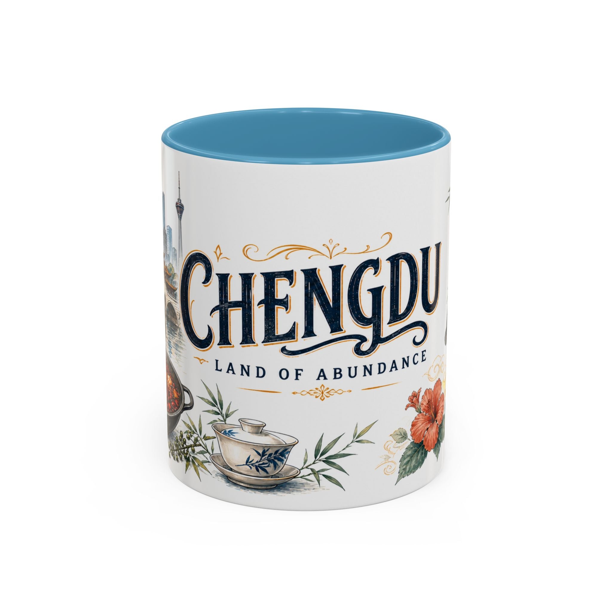 Chengdu Coffee Mug | China Travel Souvenir | Vintage Illustrated City Gift | 11 oz 15 oz Accent Mug