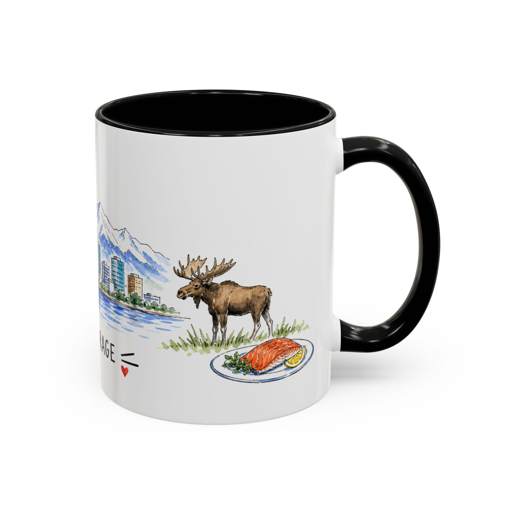 Anchorage Illustrated Travel Mug | City Souvenir Accent Coffee Mug | 11oz 15oz Ceramic Cup