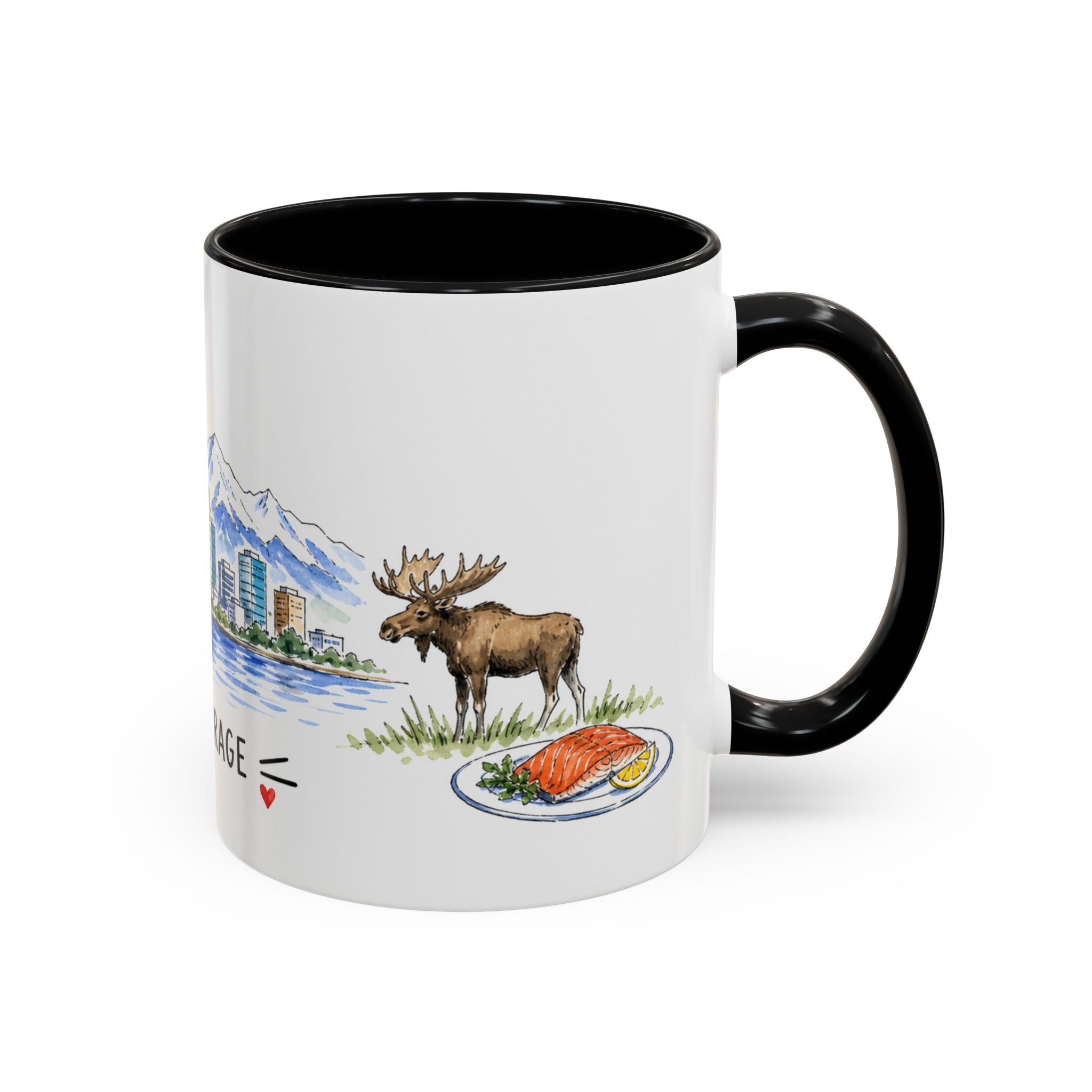 Anchorage Illustrated Travel Mug | City Souvenir Accent Coffee Mug | 11oz 15oz Ceramic Cup