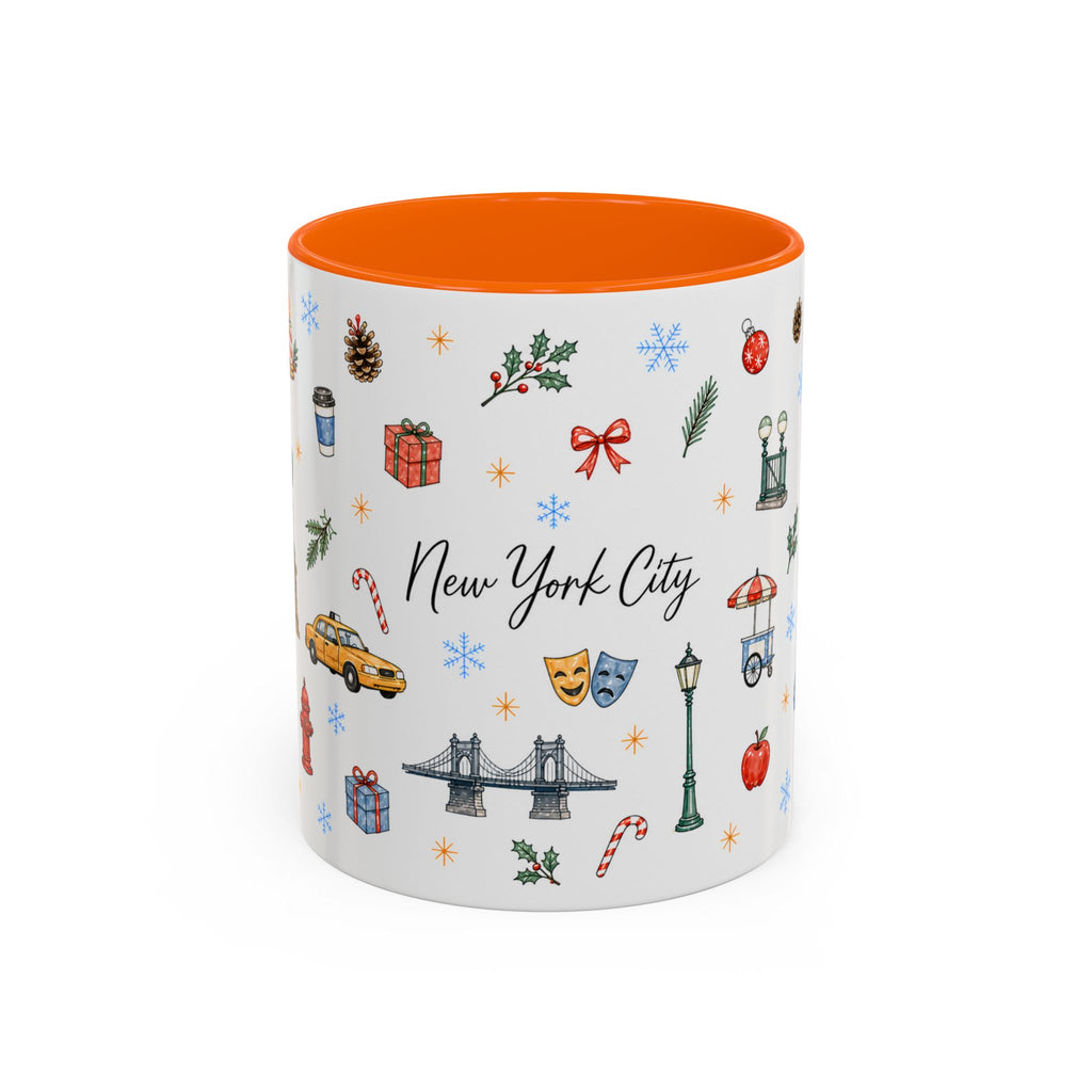 New York City Christmas Mug | Watercolor City Souvenir | Ceramic Coffee Cup