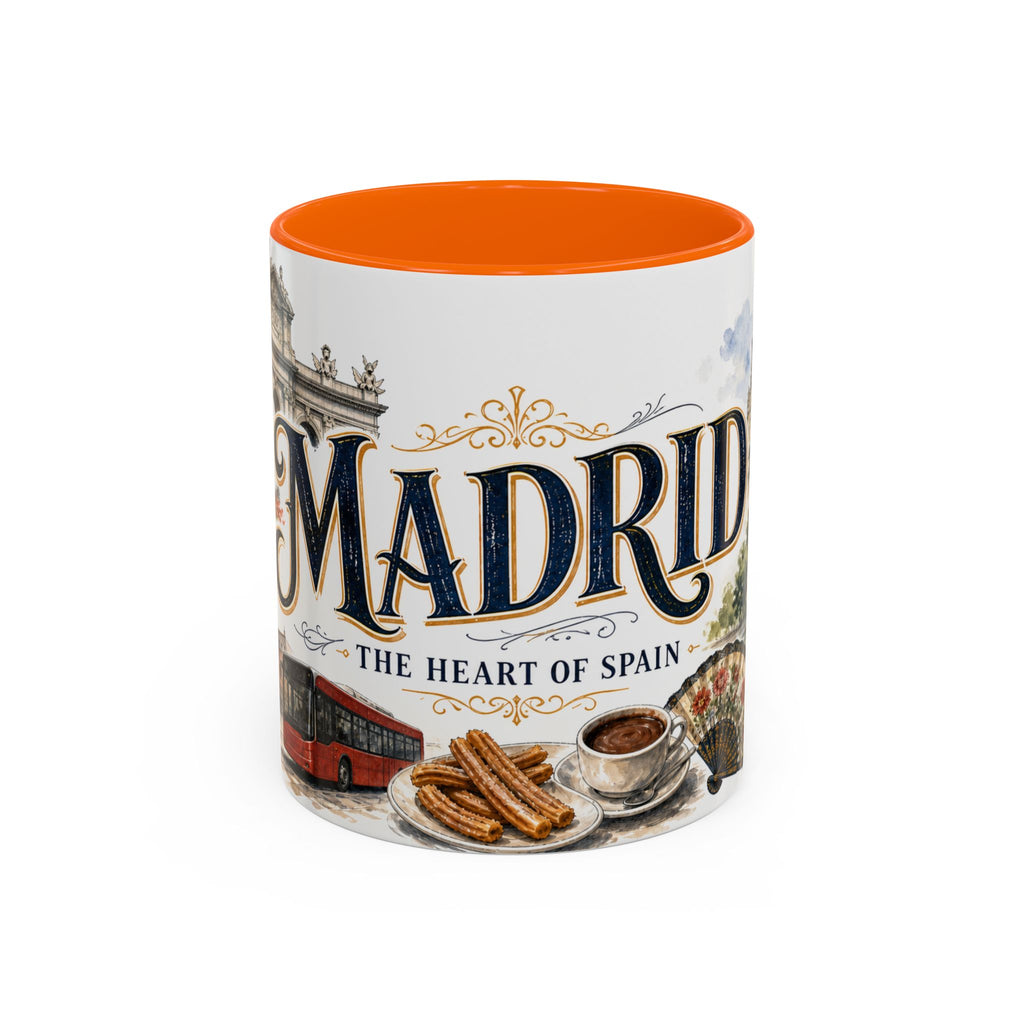 Madrid Coffee Mug | Spain Travel Souvenir | Vintage Illustrated City Gift | 11 oz 15 oz Accent Mug