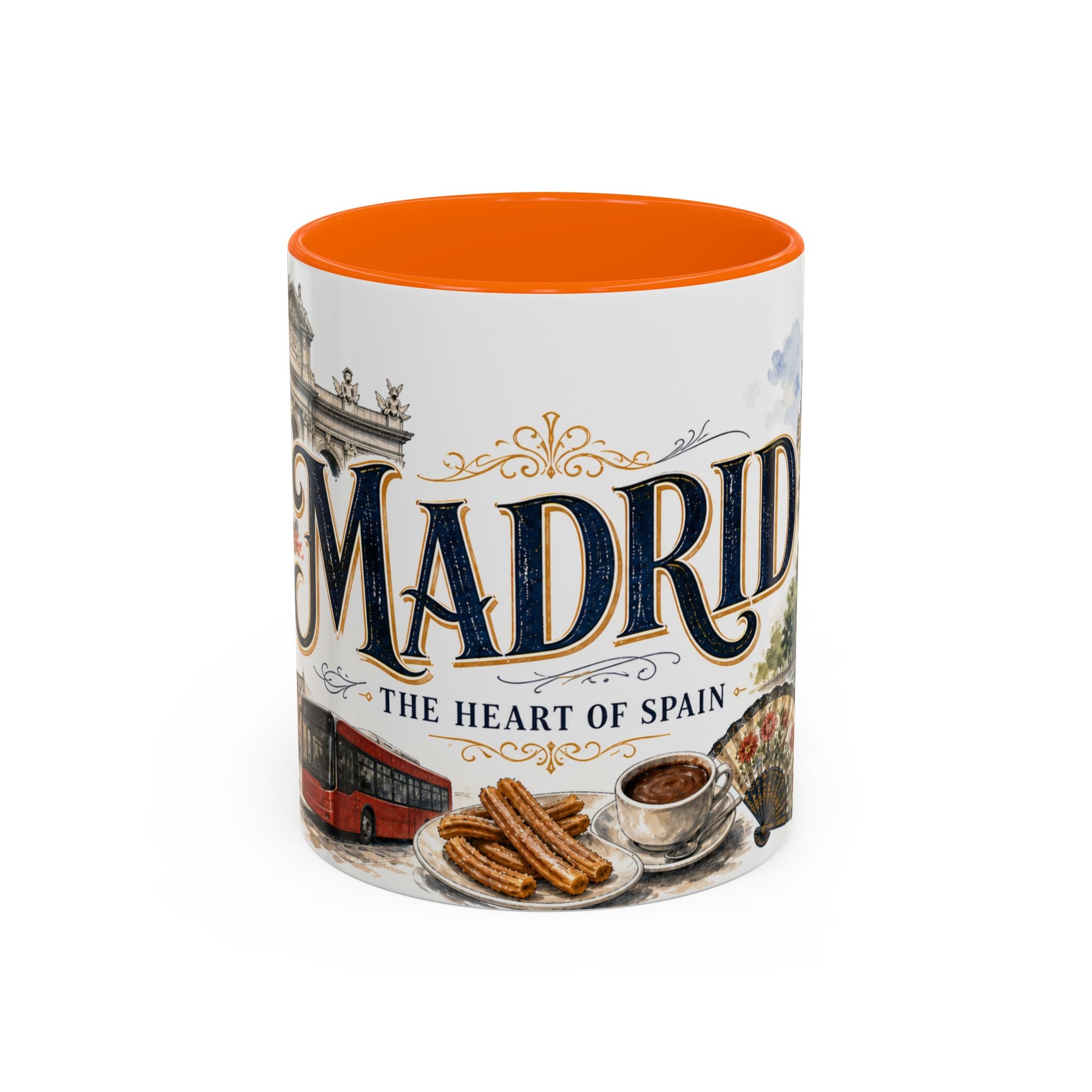 Madrid Coffee Mug | Spain Travel Souvenir | Vintage Illustrated City Gift | 11 oz 15 oz Accent Mug