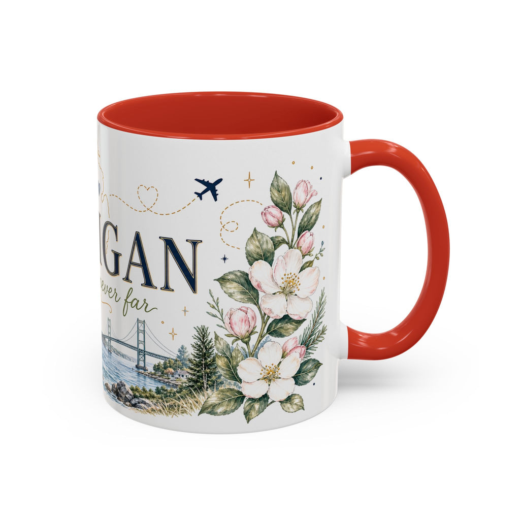 Michigan State Map Mug | Botanical Accents, Lakes Art | Homesick Gift