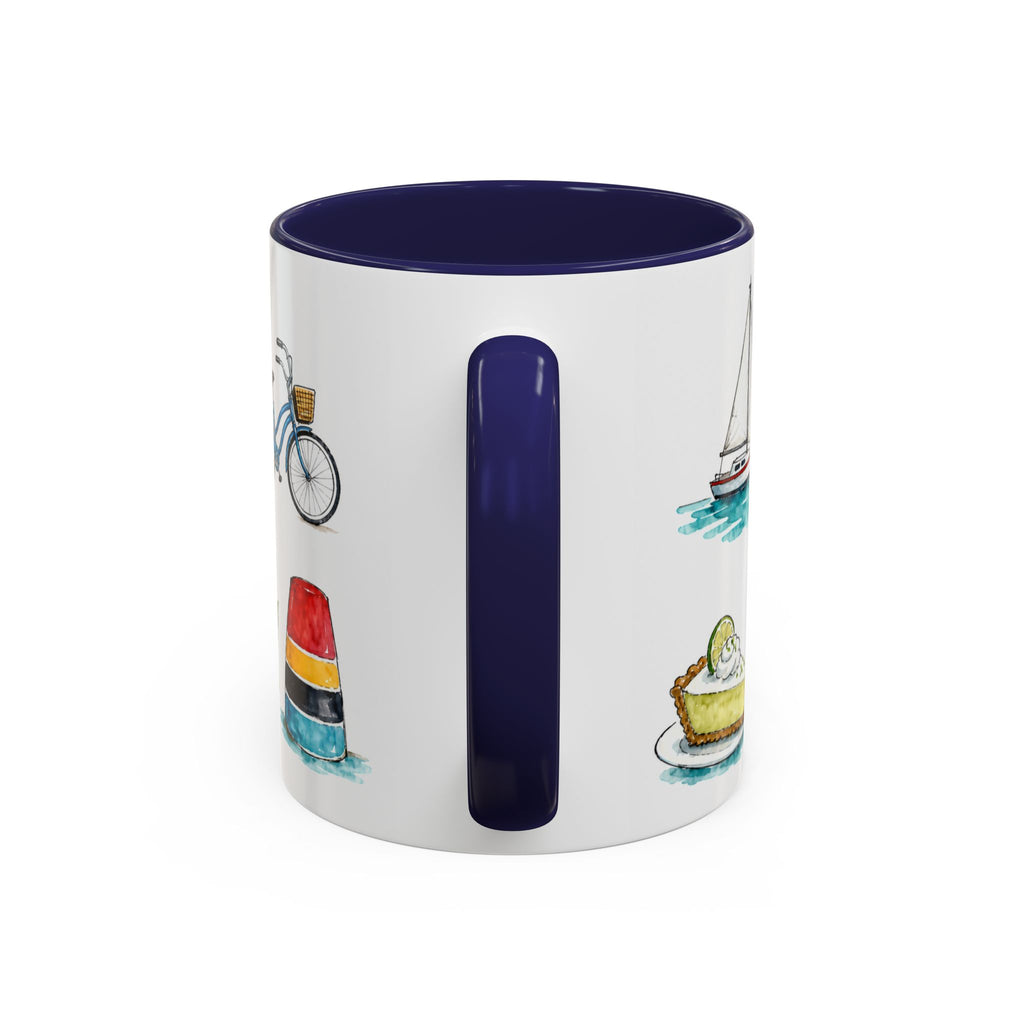 Key West Illustrated Travel Mug | City Souvenir Accent Coffee Mug | 11oz 15oz Ceramic Cup