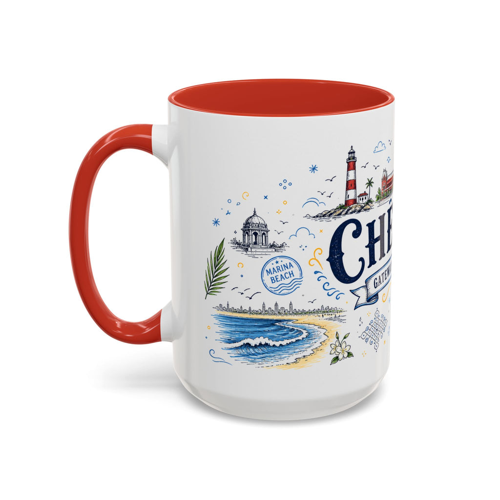 Chennai Coffee Mug | India Souvenir Travel Gift | Accent Color Ceramic 11oz 15oz