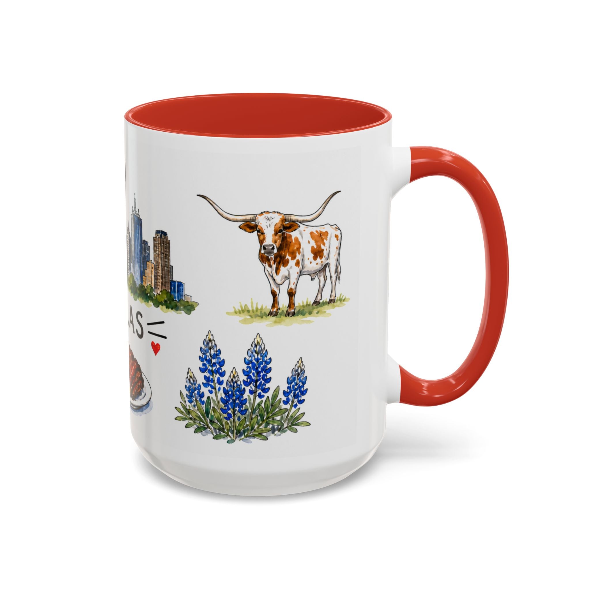 Dallas Illustrated Travel Mug | City Souvenir Accent Coffee Mug | 11oz 15oz Ceramic Cup