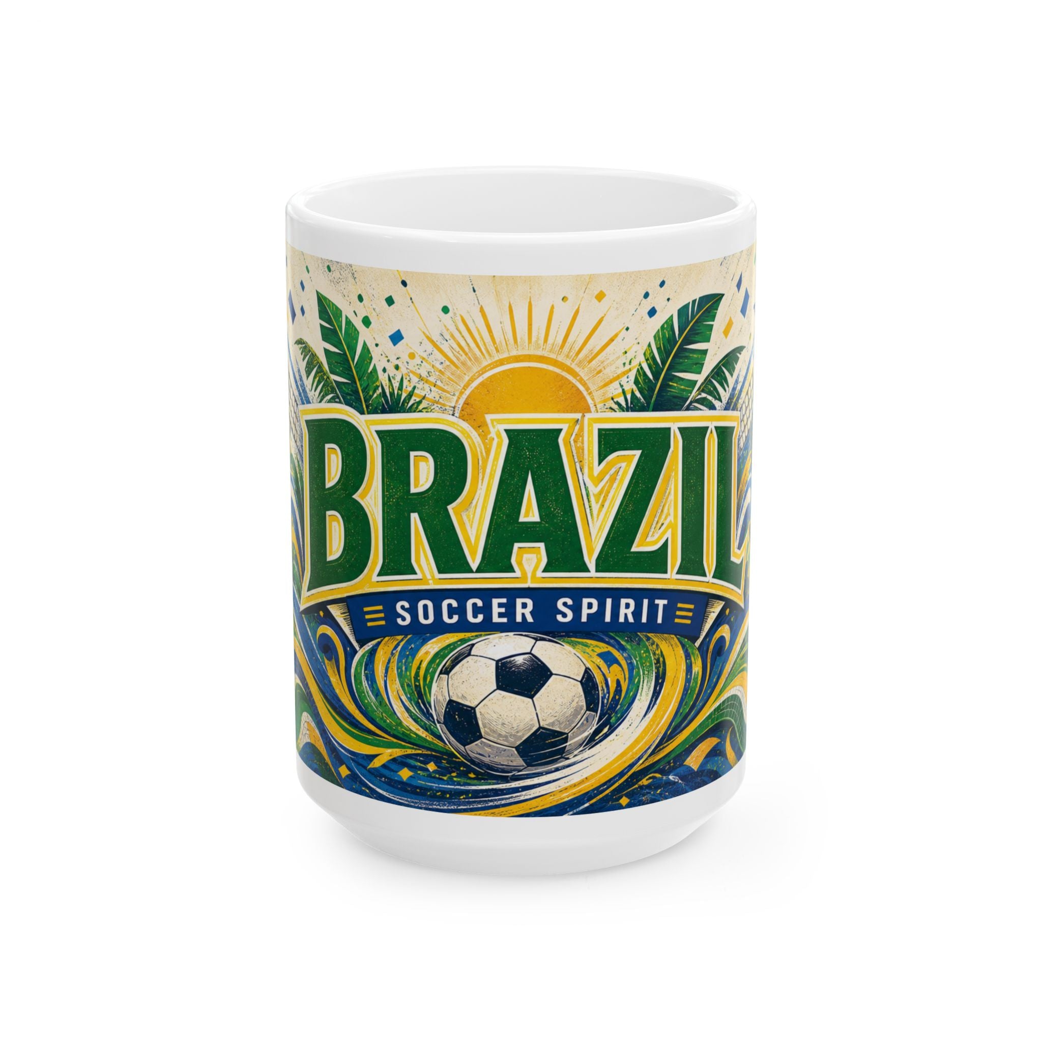 Brazil Soccer Spirit Coffee Mug | Soccer Fan Gift | Ceramic 11oz 15oz Match Day Cup