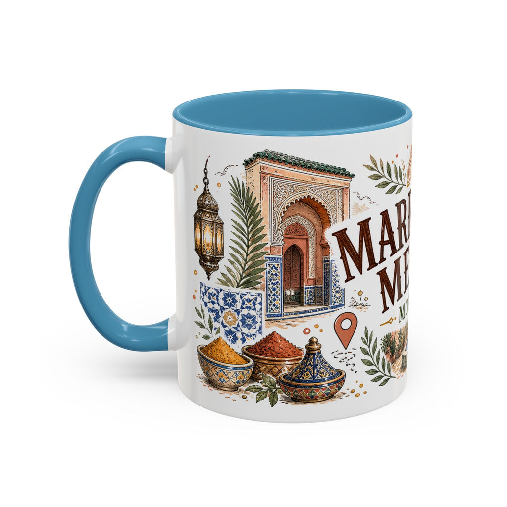 Marrakech Medina Coffee Mug | Travel Destination Souvenir Gift | Accent Color Ceramic 11oz 15oz