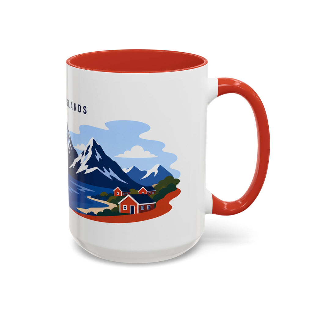 Lofoten Islands Coffee Mug | Travel Destination Souvenir Gift | Accent Color Ceramic 11oz 15oz
