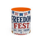 Freedom Fest Coffee Mug | Grill Chill Fireworks 4th of July | Accent Color Ceramic 11oz 15oz