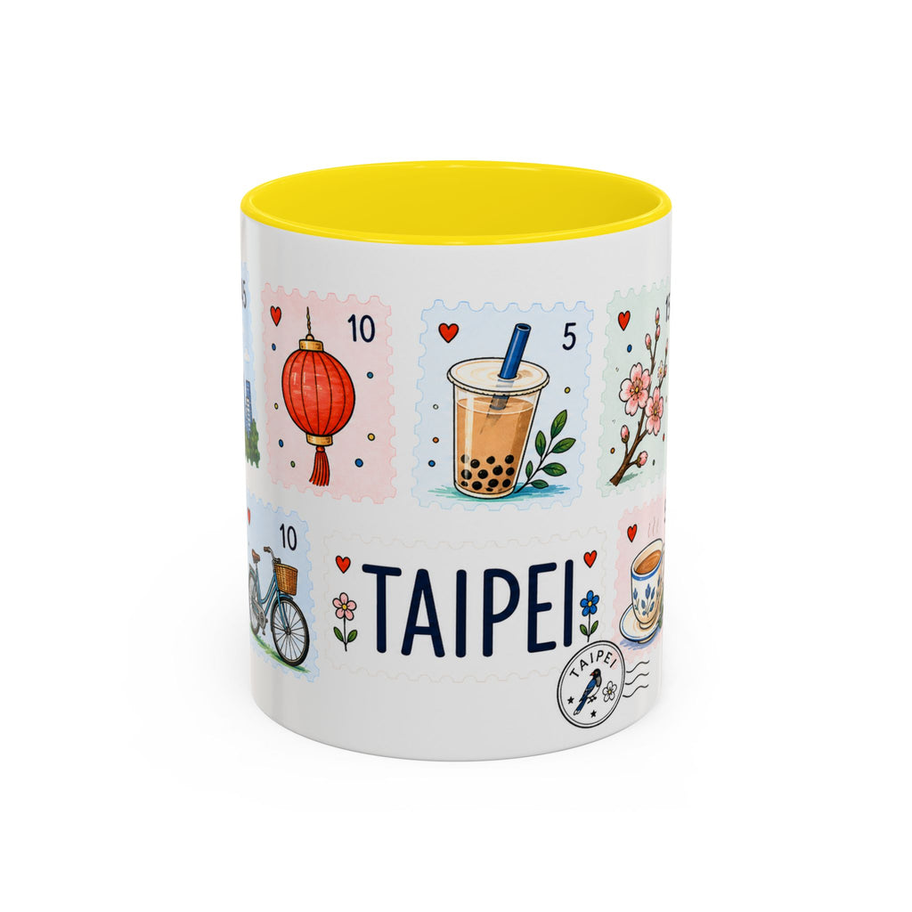 Taipei Coffee Mug | Postage Stamp Collage Mug | Travel Souvenir Accent Cup 11oz 15oz