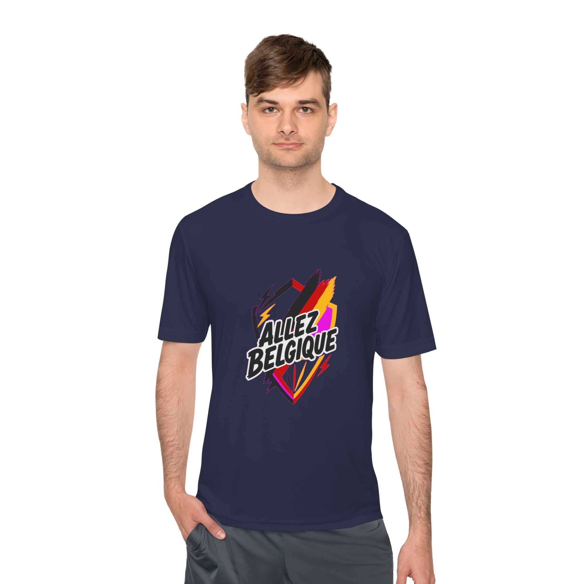 Allez Belgique Soccer Fan Shirt, Moisture Wicking Sport Tee