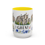 Ghent Illustrated Travel Mug | City Souvenir Accent Coffee Mug | 11oz 15oz Ceramic Cup