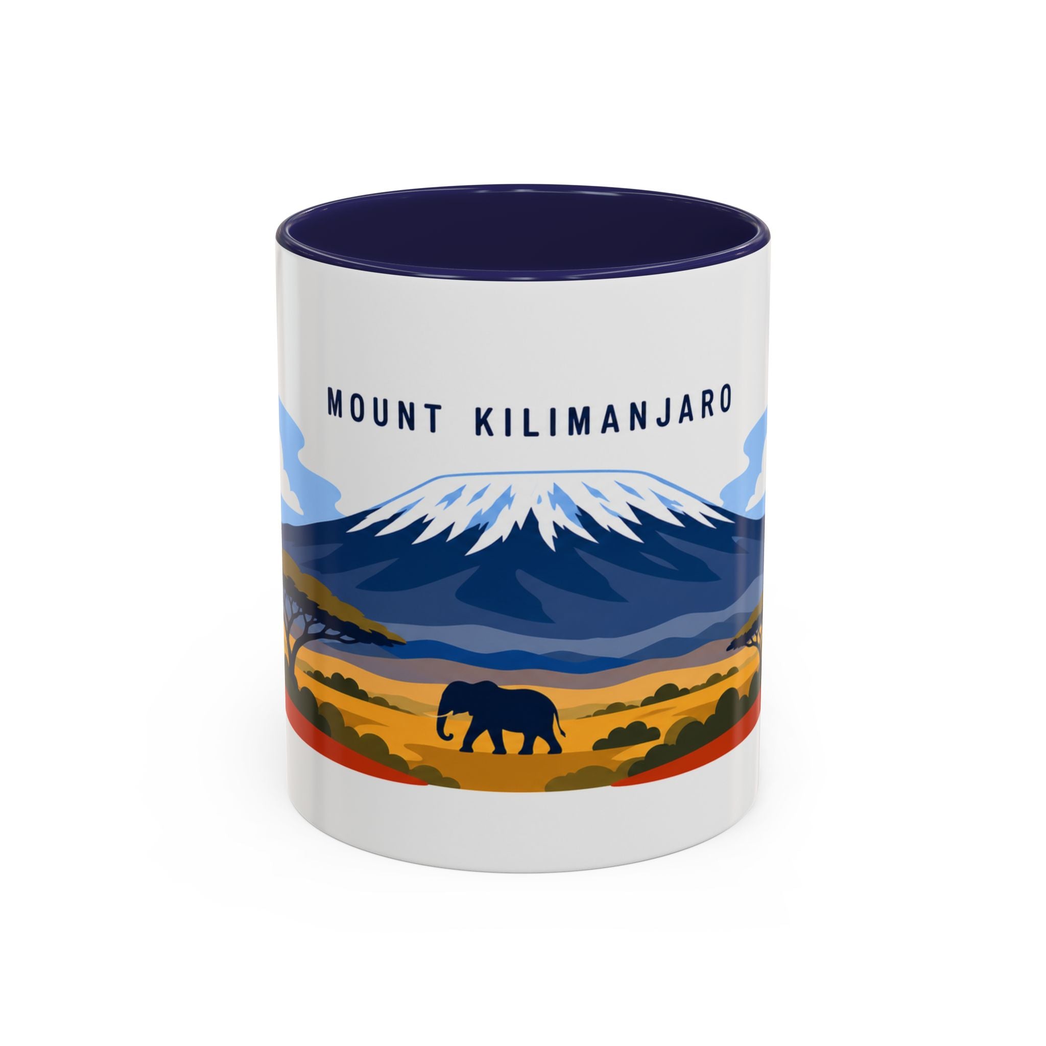 Mount Kilimanjaro Coffee Mug | Travel Destination Souvenir Gift | Accent Color Ceramic 11oz 15oz