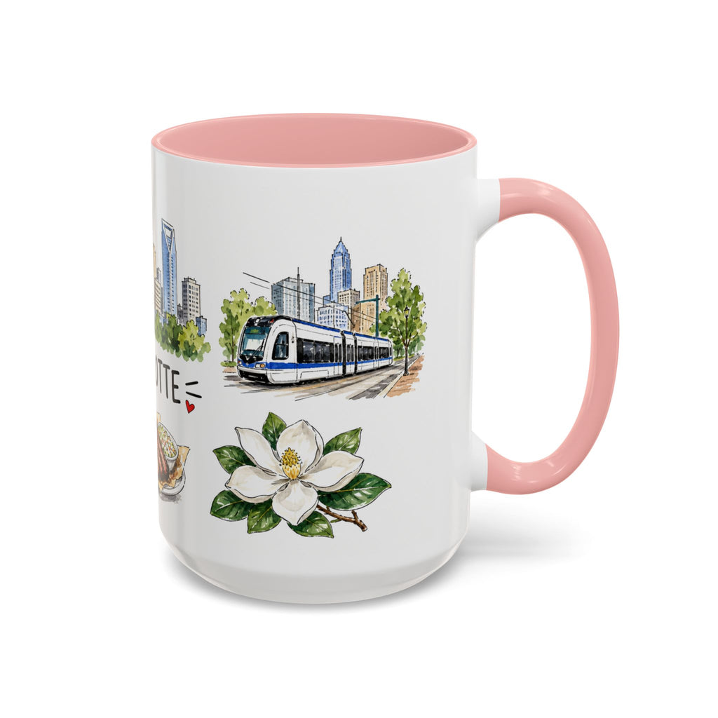 Charlotte Illustrated Travel Mug | City Souvenir Accent Coffee Mug | 11oz 15oz Ceramic Cup
