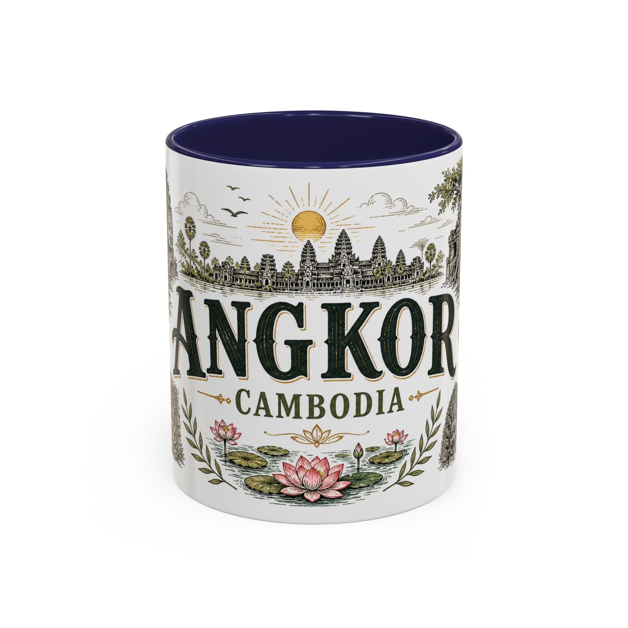 Angkor Coffee Mug | Travel Destination Souvenir Gift | Accent Color Ceramic 11oz 15oz