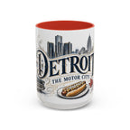 Detroit Coffee Mug | United States Travel Souvenir | Vintage Illustrated City Gift | 11 oz 15 oz Accent Mug