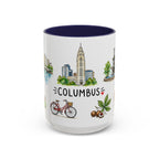 Columbus Illustrated Travel Mug | City Souvenir Accent Coffee Mug | 11oz 15oz Ceramic Cup