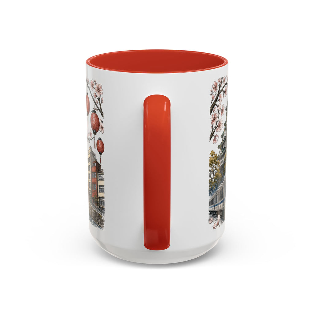 Osaka Coffee Mug | Japan Travel Souvenir | Vintage Illustrated City Gift | 11 oz 15 oz Accent Mug