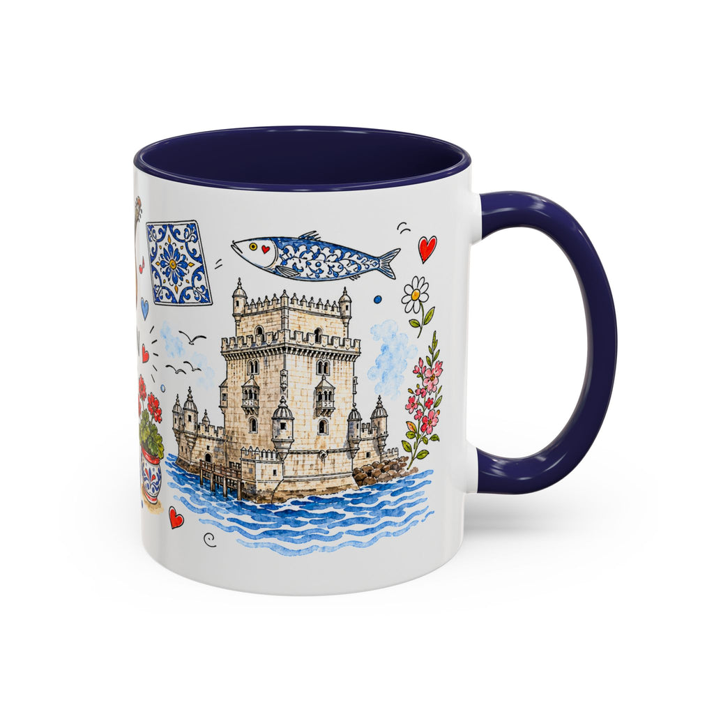 Lisbon Travel Mug | European City Souvenir Accent Coffee Mug | 11oz 15oz Ceramic Cup
