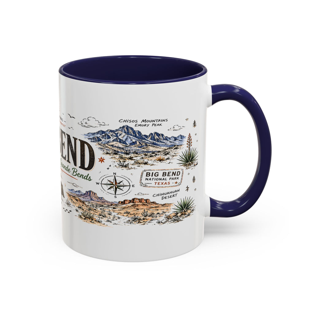 Big Bend National Park Coffee Mug | Texas Desert River Canyon Hiking Gift | Accent Color Ceramic 11oz 15oz
