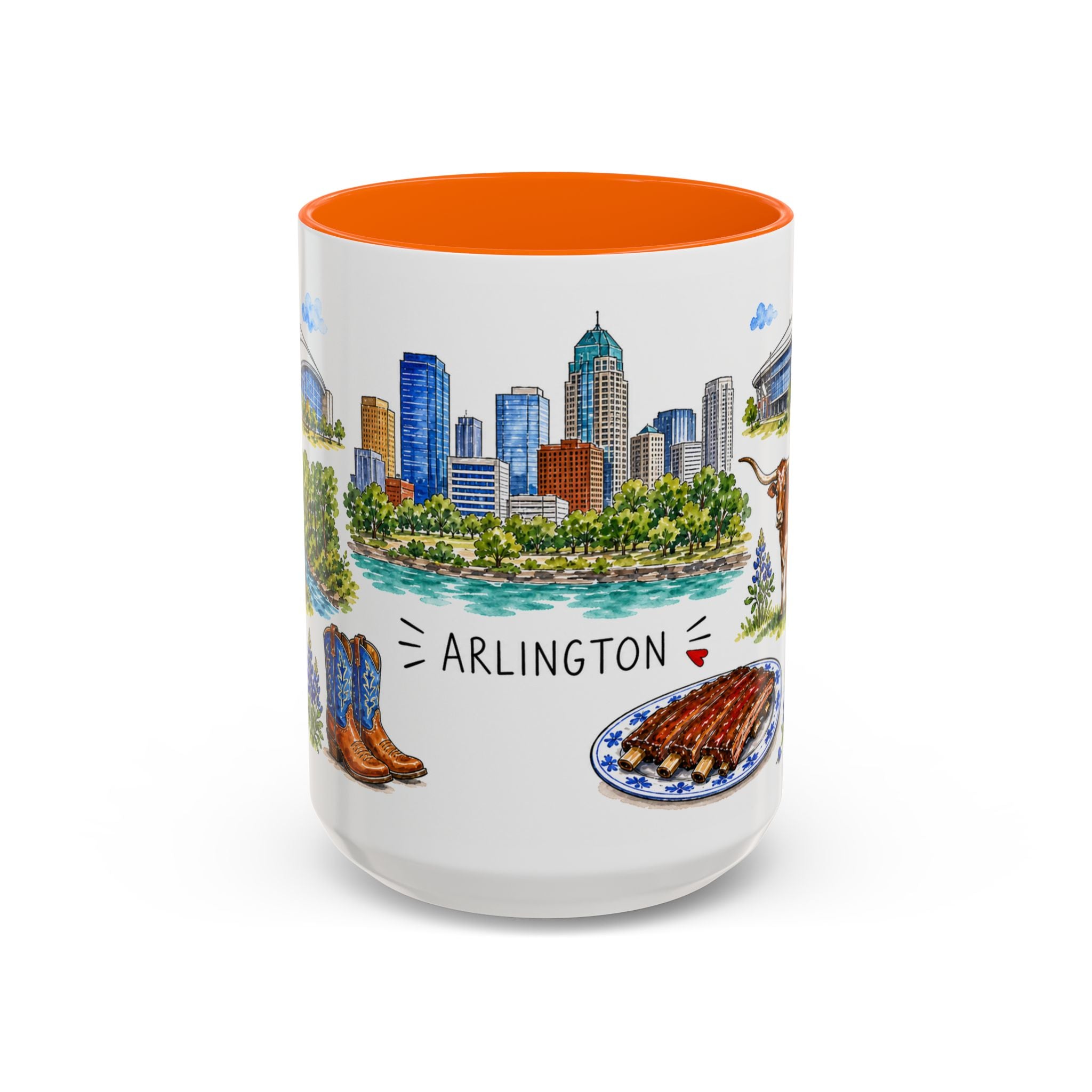 Arlington Illustrated Travel Mug | City Souvenir Accent Coffee Mug | 11oz 15oz Ceramic Cup