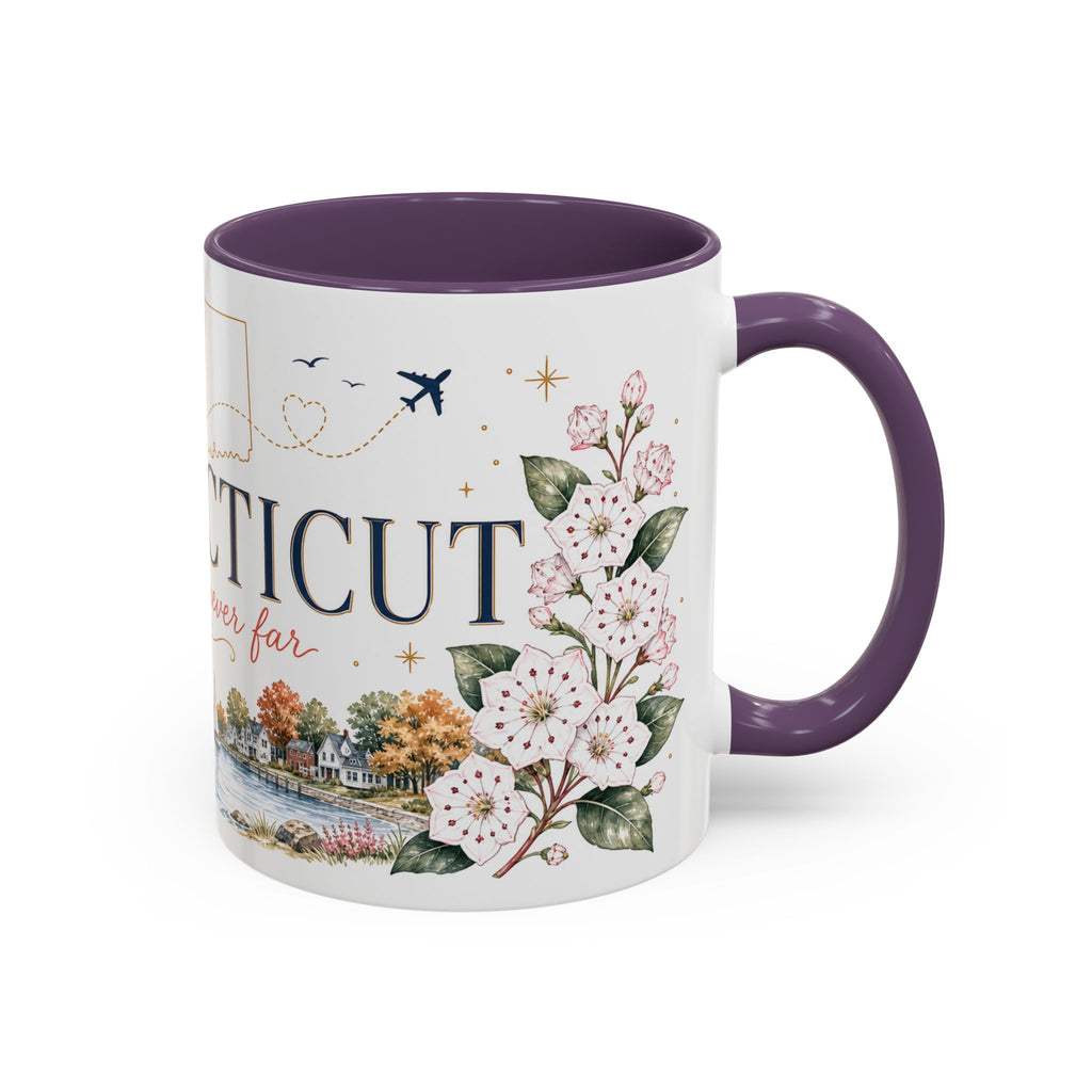 Connecticut State Map Mug | Botanical Accent Coffee Cup (11oz 15oz)