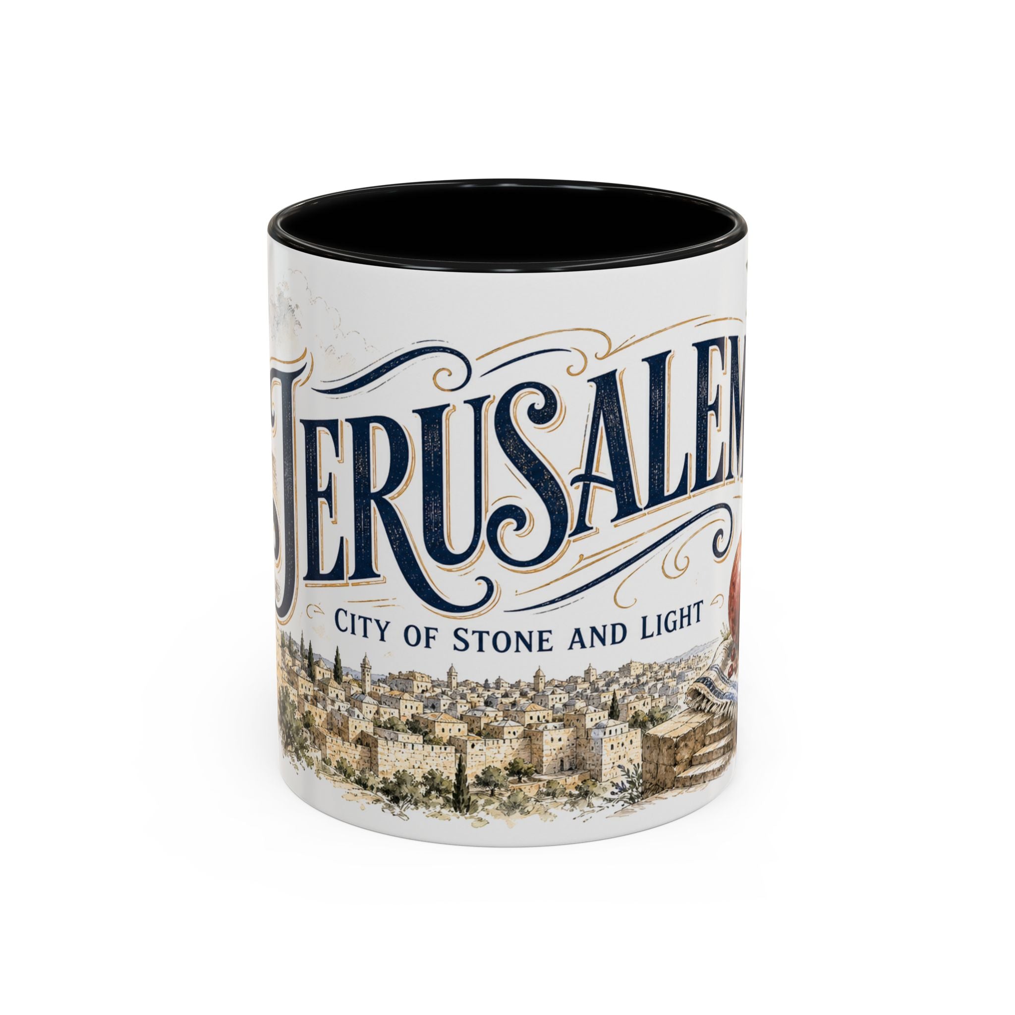 Jerusalem Coffee Mug | Jerusalem region Travel Souvenir | Vintage Illustrated City Gift | 11 oz 15 oz Accent Mug