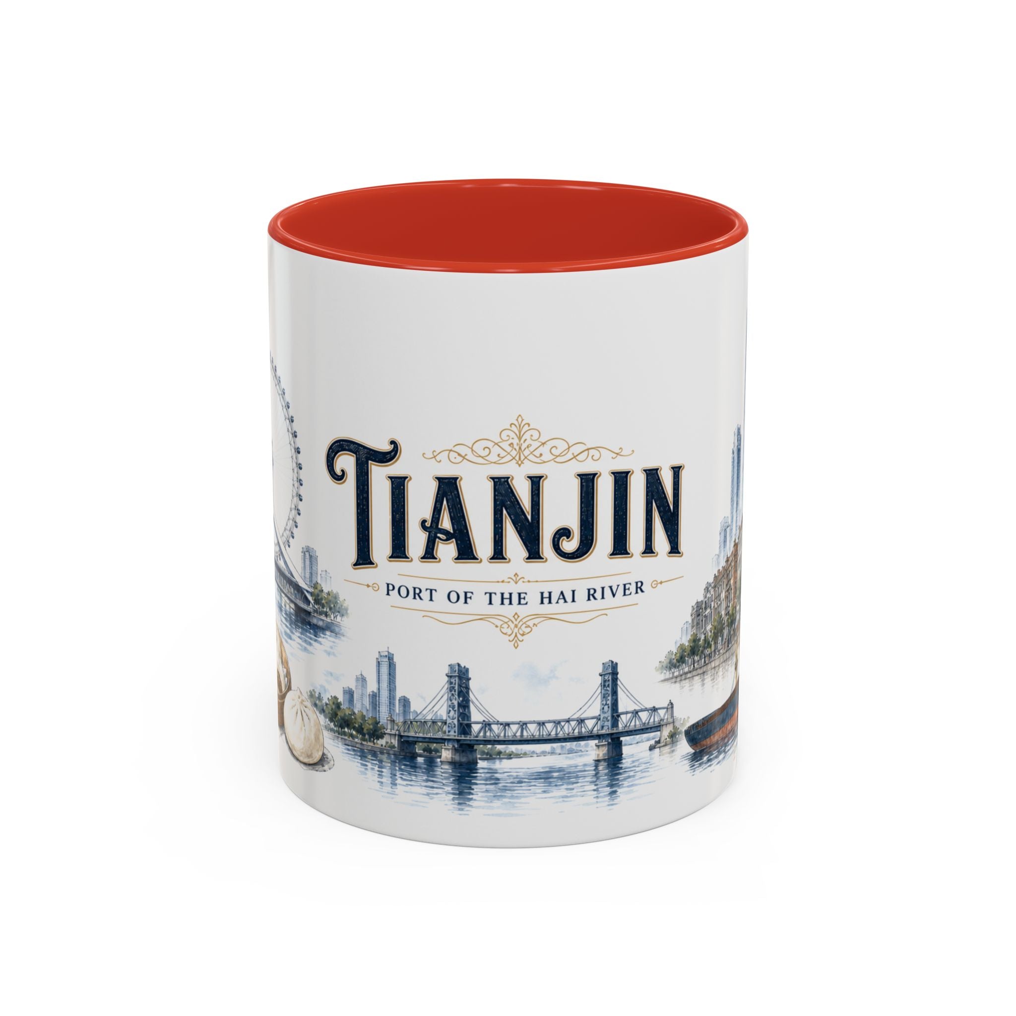 Tianjin Coffee Mug | China Travel Souvenir | Vintage Illustrated City Gift | 11 oz 15 oz Accent Mug