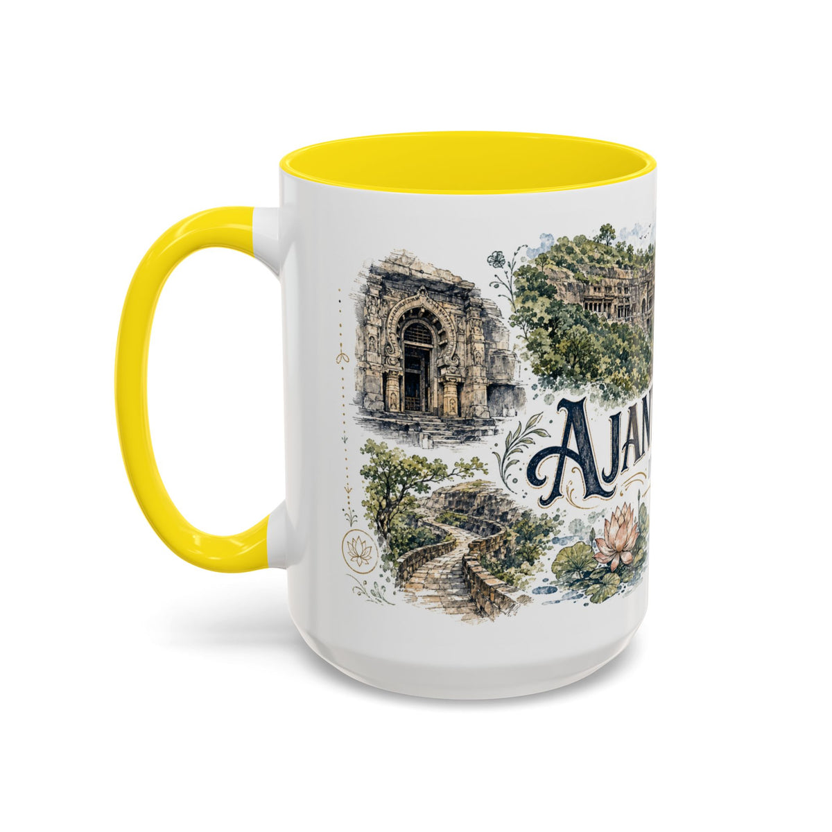 Ajanta Caves Mug, India Travel Souvenir, Bucket List Gift, Accent Ceramic Coffee Mug 11oz 15oz
