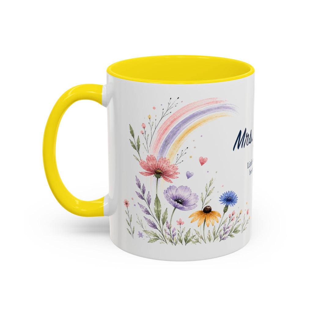 Personalized Kindergarten Teacher Mug | Custom Name Wildflower Rainbow Cup | Back to School Gift