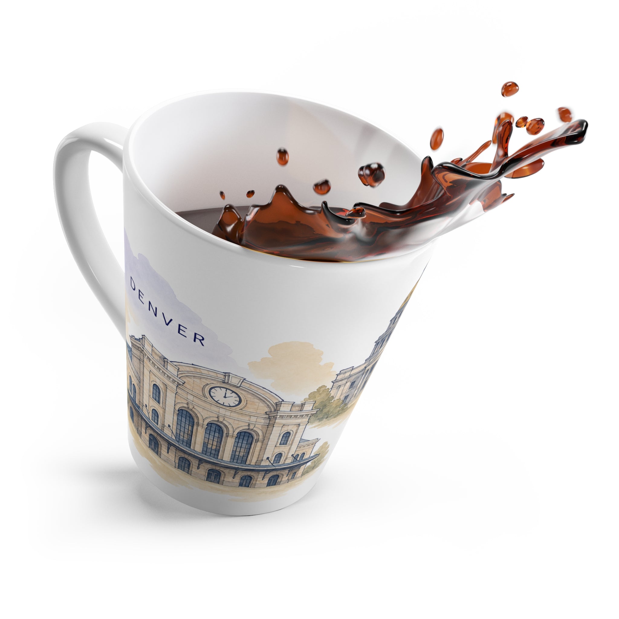 Denver Latte Mug | Watercolor City Travel Mug | 12 oz Ceramic Souvenir Gift