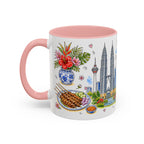 Kuala Lumpur Illustrated Travel Mug | City Souvenir Accent Coffee Mug | 11oz 15oz Ceramic Cup