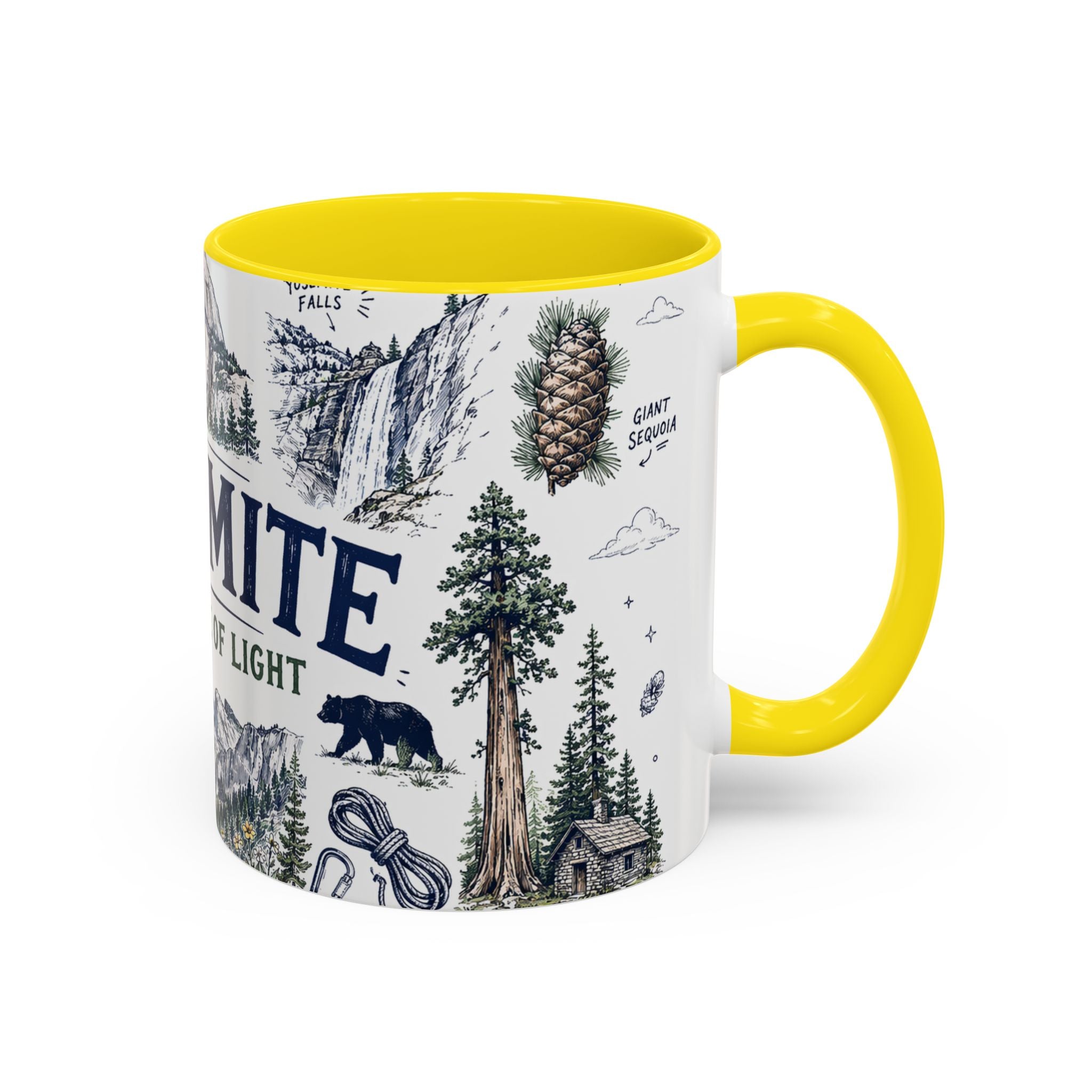 Yosemite National Park Coffee Mug | Hiking Camping Nature Gift | Accent Color Ceramic 11oz 15oz