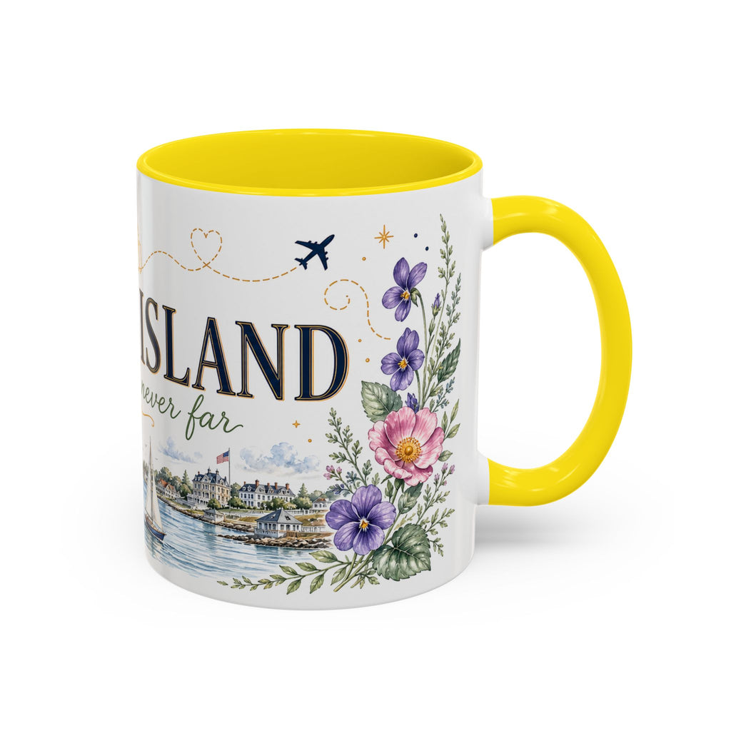 Rhode Island State Map Mug | Botanical Seaside Accent Cup (11oz or 15oz)