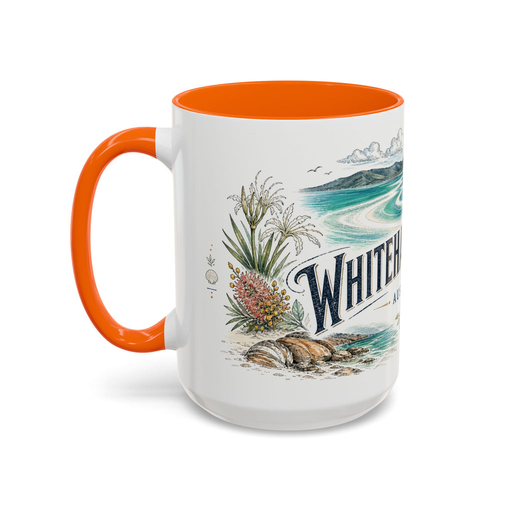 Whitehaven Beach Mug, Australia Travel Souvenir, Bucket List Gift, Accent Ceramic Coffee Mug 11oz 15oz